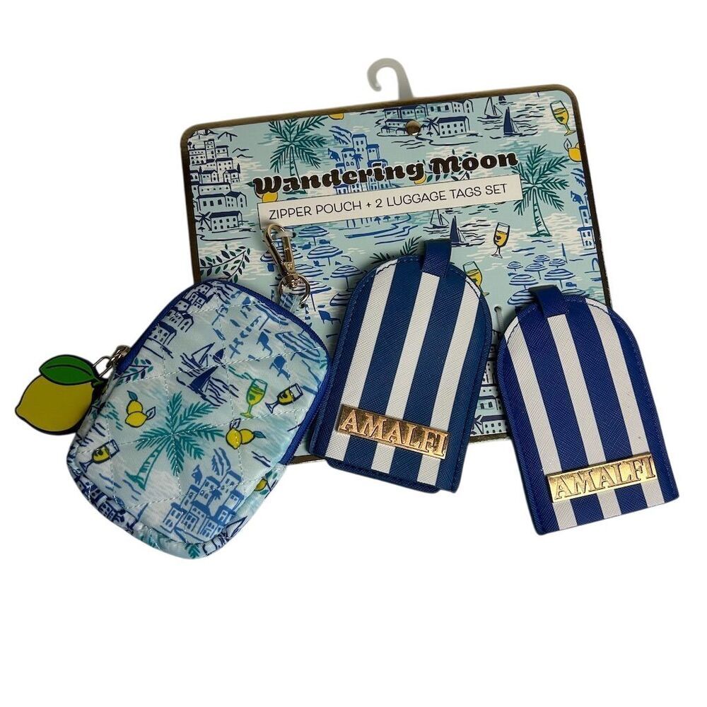 Wandering Moon Amalfi Coast Zipper‎ Pouch & Luggage Tags Set